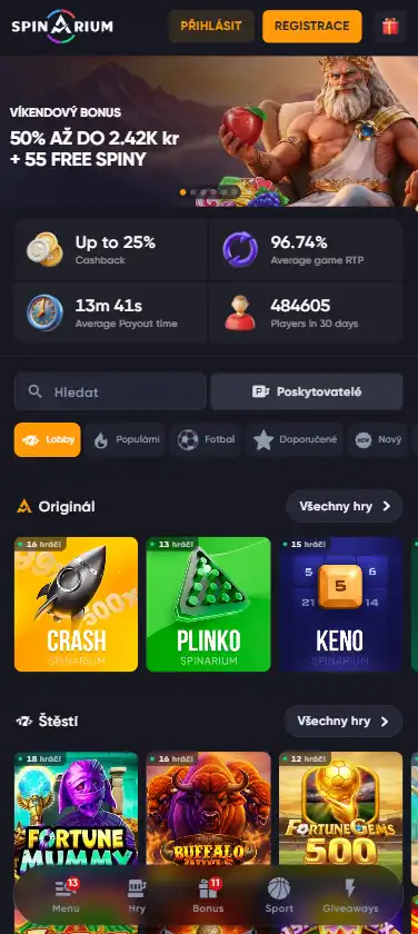 Oficiální instalační stránka Spinarium s volbami Android, iOS, Windows a MacOS